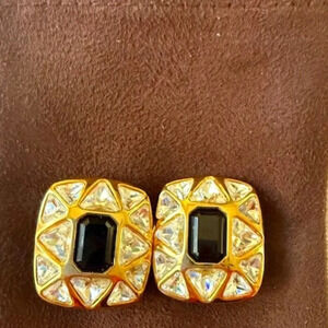 Swarovski SAL Emerald Trillion Cut Rhinestone Earrings